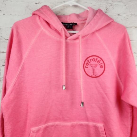 Retrofete Vanessa Hoodie Size Small Hot Pink Logo NWT Oversized Fit Pocket - Picture 3 of 11